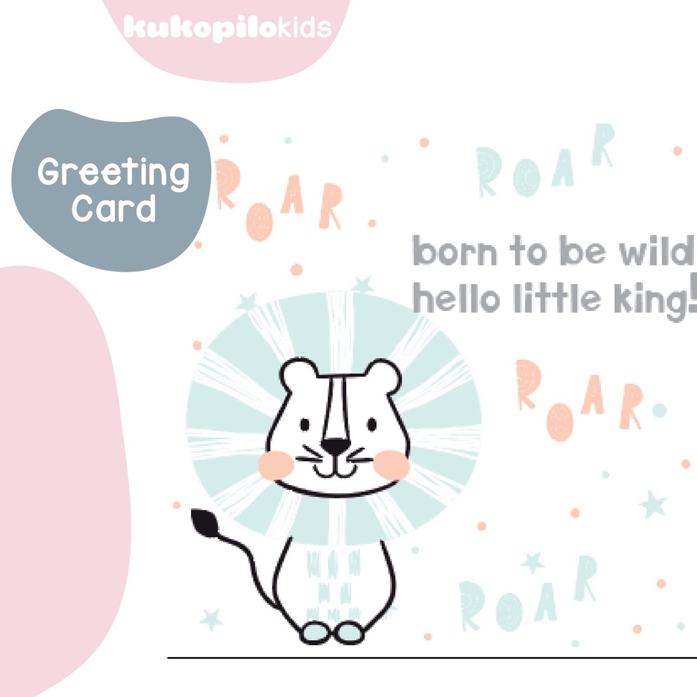 Kartu Ucapan Greeting Cards Newborn Lion Kukopilokids Untuk Kado Hampers Perlengkapa Bayi Baru Lahir