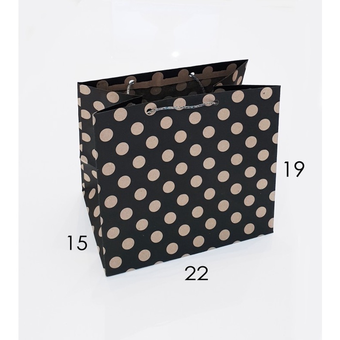 

NEW paper bag polkadot R7 paperbag motif 22X19 tas kertas samson goodie - Hitam