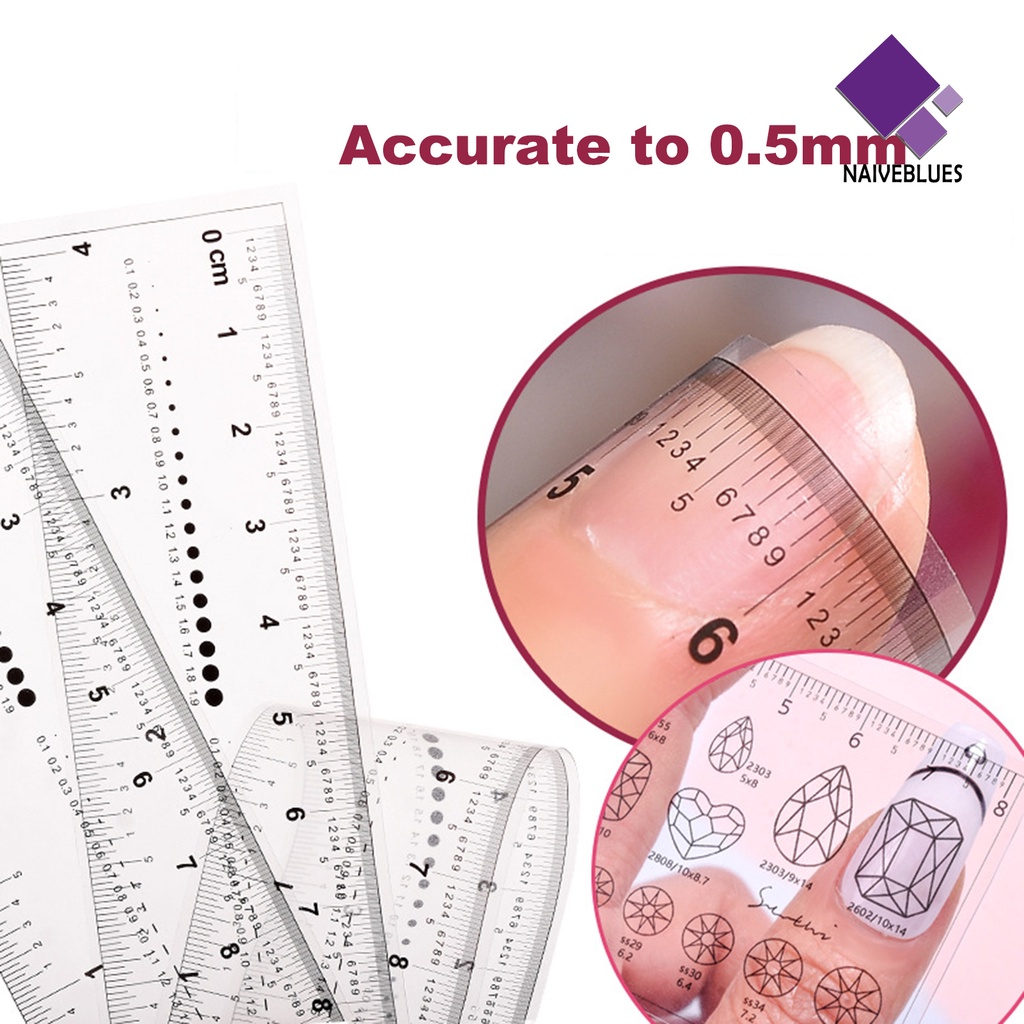 Ornamen Penggaris Kuku Palsu Bahan PVC Anti Air Untuk Manicure