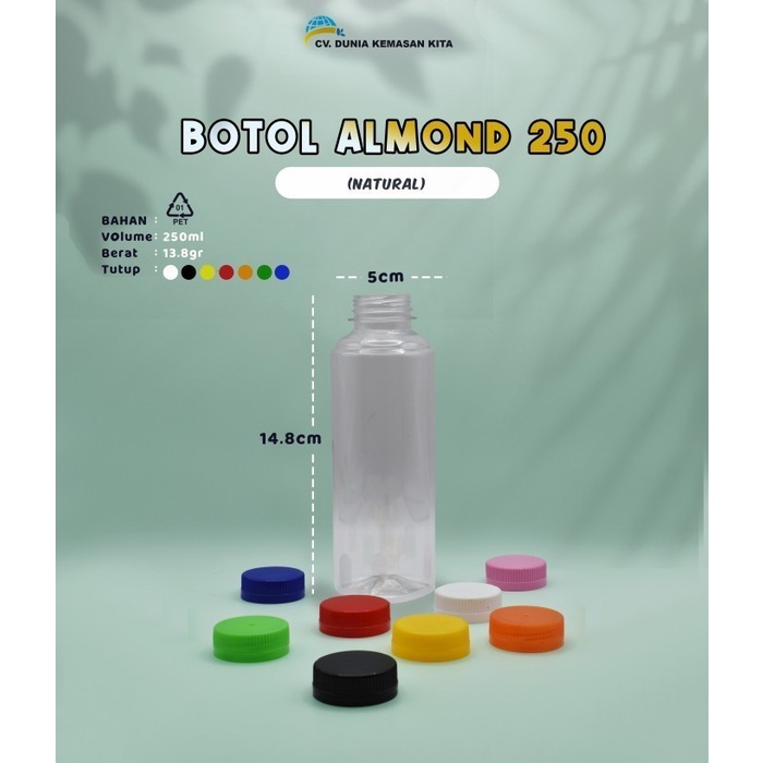 Botol Almond 250  - Botol Plastik 250 ml -Botol Susu -Botol susu kedelai -Botol kopi