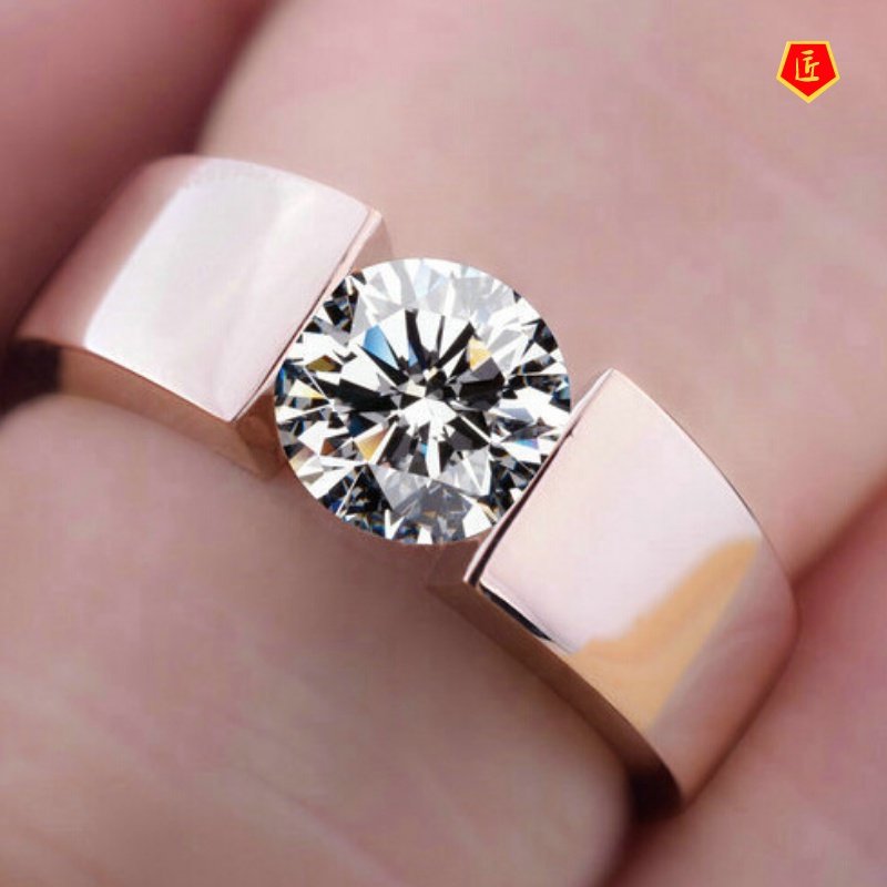 [Ready Stock]Rose Gold Couplering Inlaid Diamond Simple Fashion