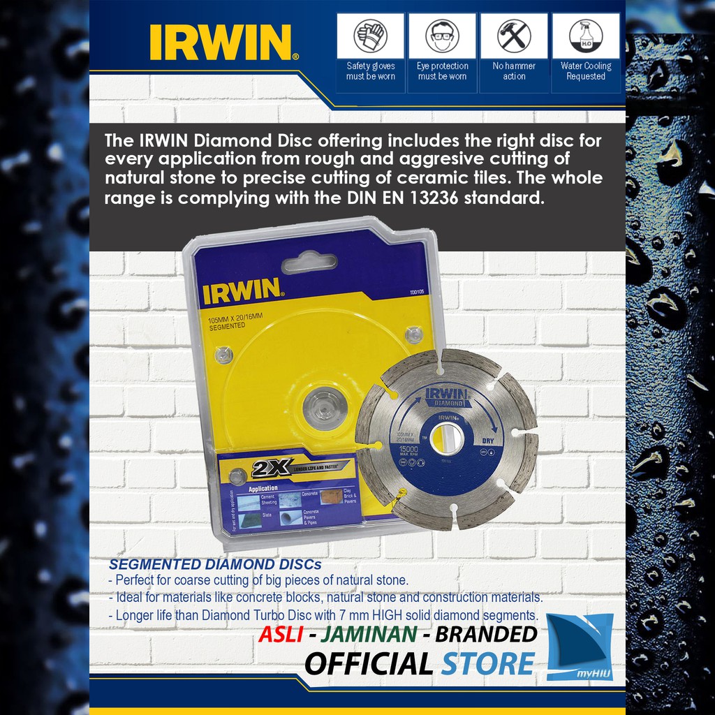 Pisau Potong Untuk Batu Alam, Keramik, Marmer dan Granite KERING - SEGMENTED Diamond Disc IRWIN