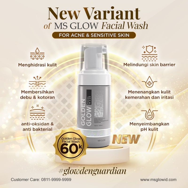 NEW GOLDEN GLOW FACIAL WASH MS GLOW (NEW VARIAN SABUN GOLDEN)