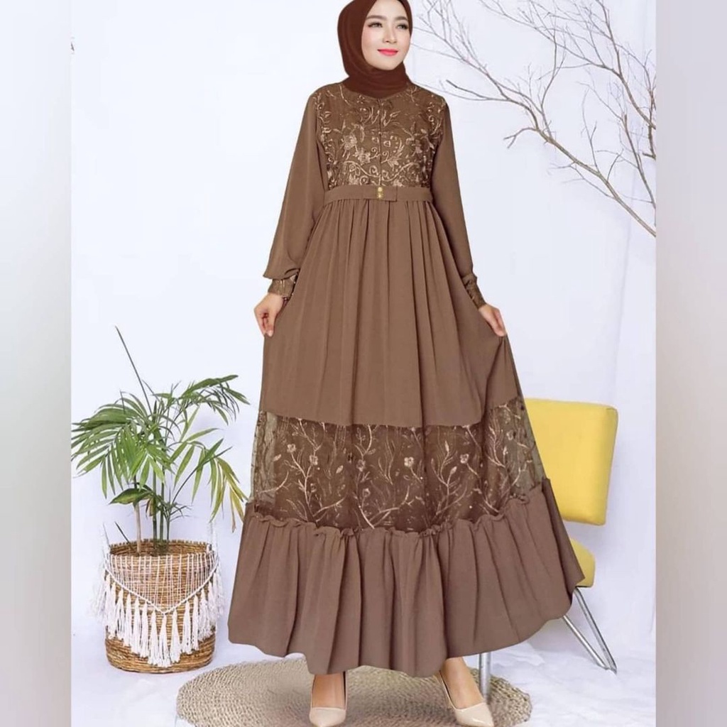 Dress Kondangan Marya Dress Bahan Ceruti Mix Brukat BAJU DEWASA 2021 Termurah Terbaru Modern Berkual