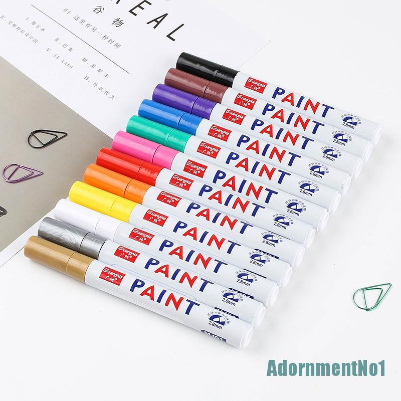 [AdornmentNo1]12 Colors Paint Marker Pen Fade-proof Car Tyre Tire Tread CD Metal Permanent