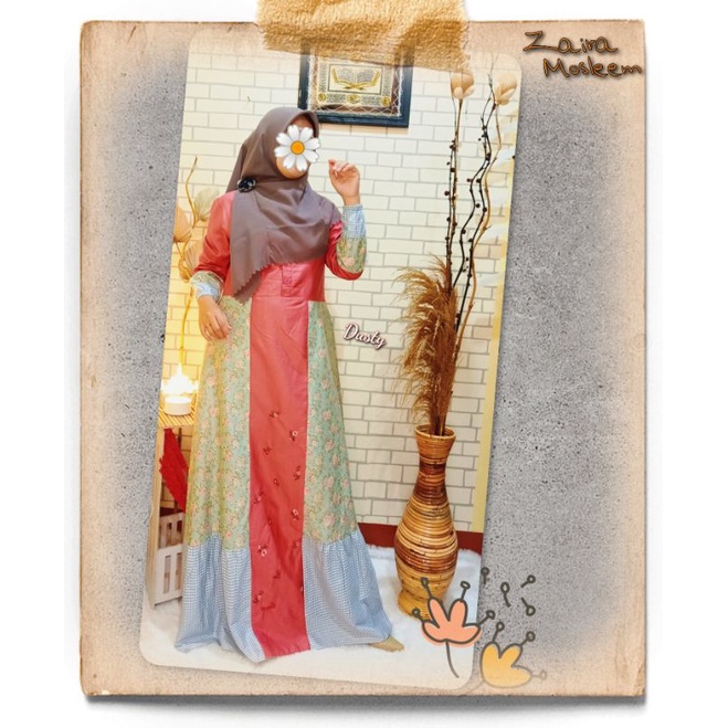 GAMIS DRESS BORDIR TENGAH || GAMIS KATUN