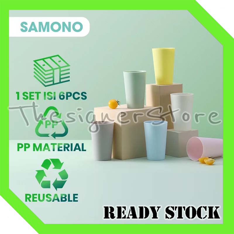 Gelas Plastik Warna Warni High Quality BPA Free SAMONO STW03C Reusable Microwave Cangkir Tahan Panas