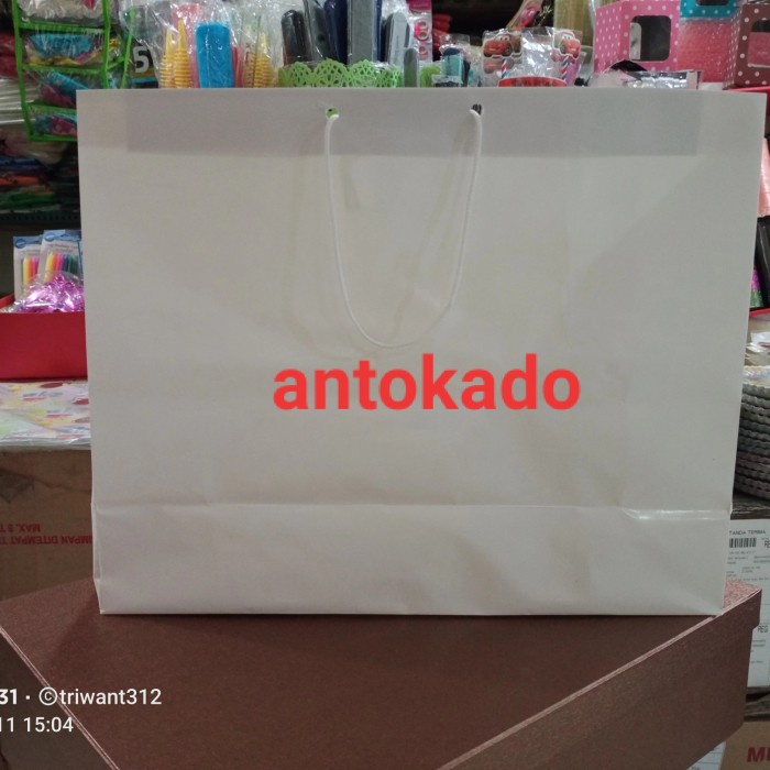 

(TERLARIS) paperbag putih/kantong kertas bahan glossy isi 12pcs