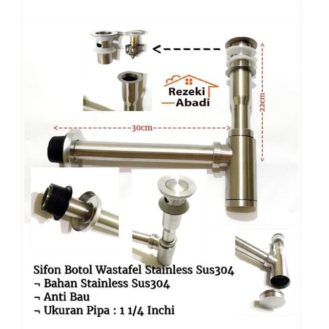 Promo  Termurah  Sifon Botol Wastafel Stainless Sus304 / Pembuangan Wastafel