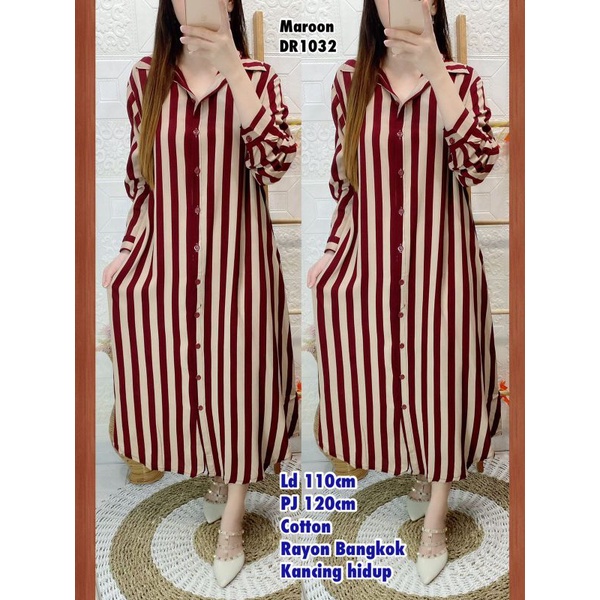 Dress Cotton rayon Bangkok kancing hidup
