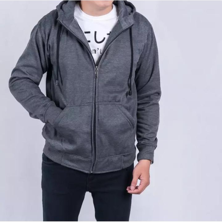 JAKET HOODIE ZIPPER POLOS - SWEATER POLOS TEBAL - HOODIE ZIPPER PRIA