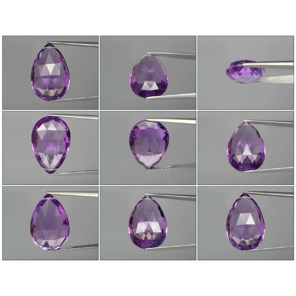 VS Briolette Drilled Rose-Cut 14ct 21.5x14.5mm Natural Unheated Purple Amethyst Uruguay AT193