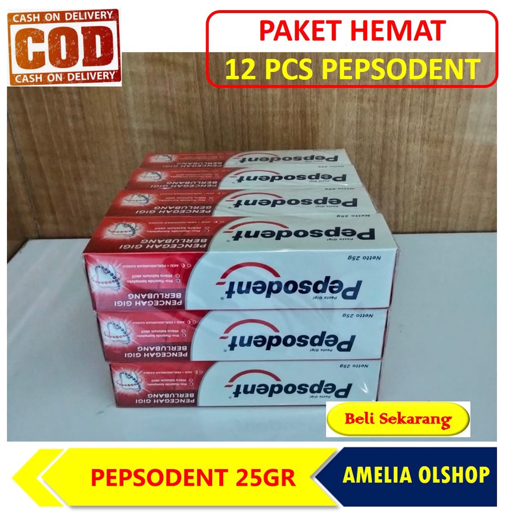 Paket Hemat 12 Pcs / 1 Lusin Pepsodent Odol 25 Gr Unilever Murah