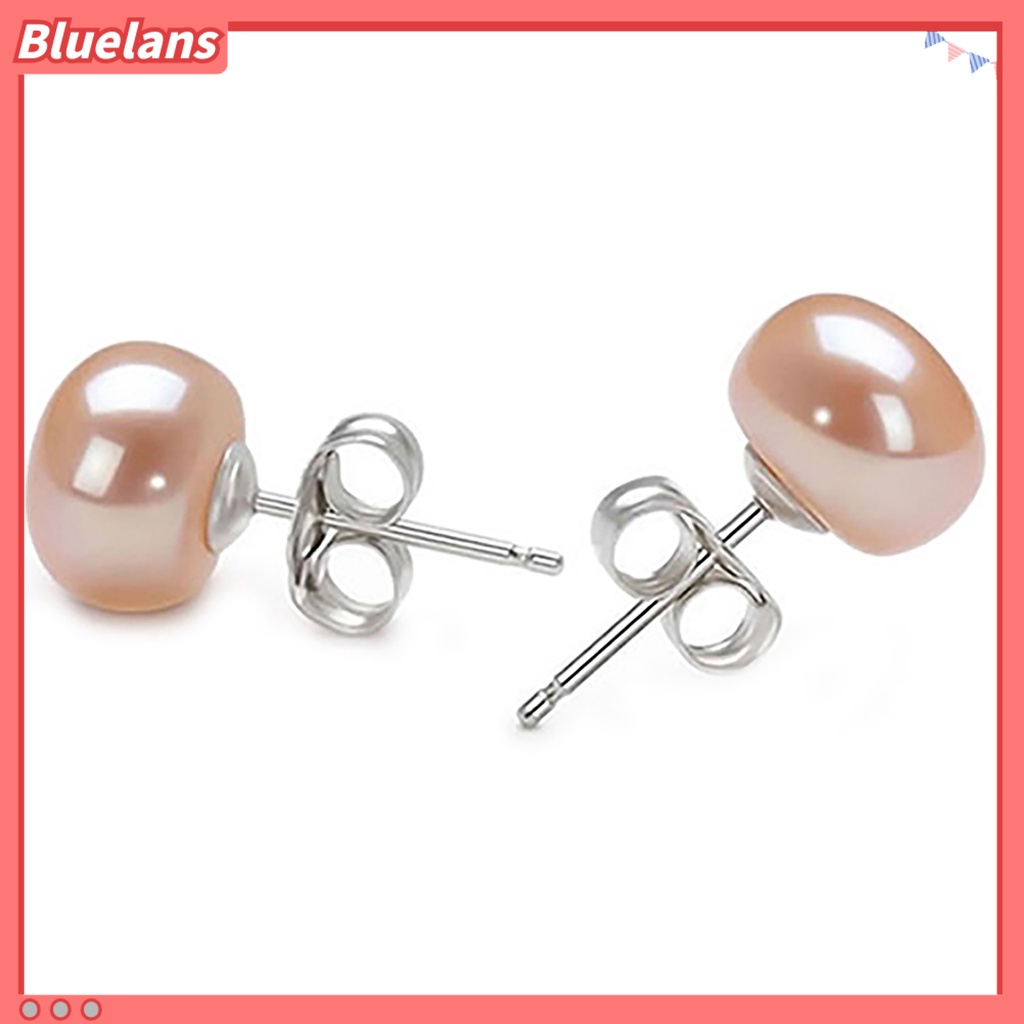 Bluelans Anting Stud Desain Mutiara Tiruan Bahan Alloy Lapis Silver Tahan Lama Gaya Klasik Untuk Wanita