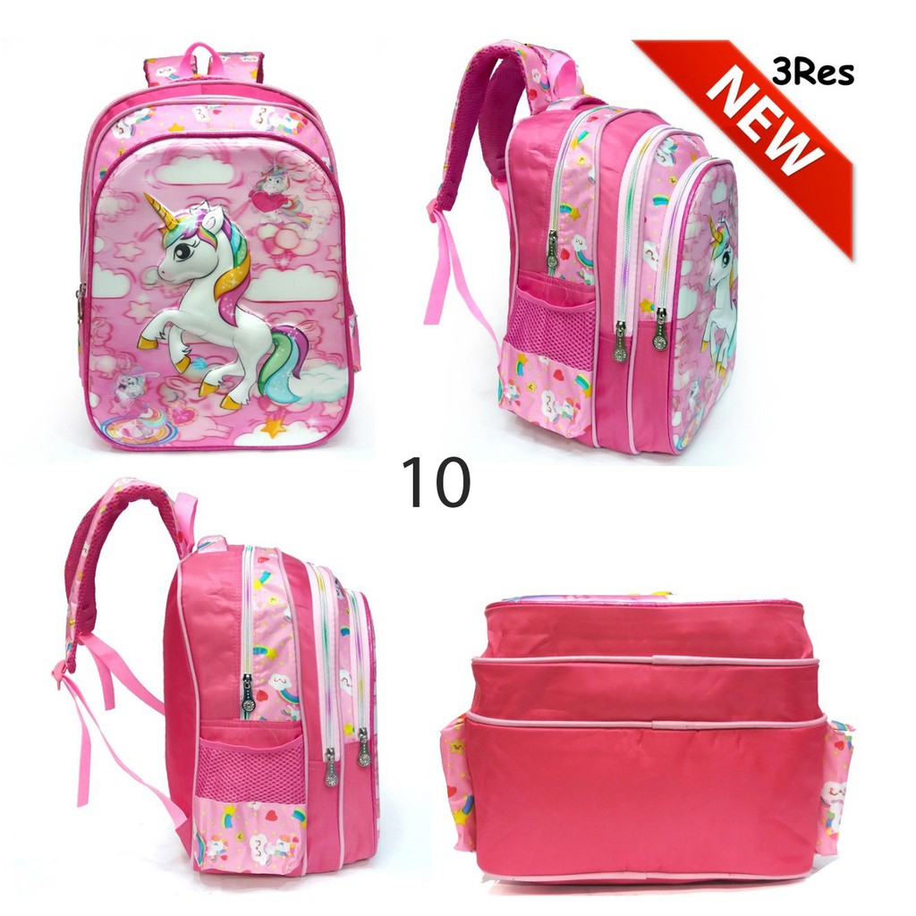 PROMO RANDOM ANAK SEKOLAH CUCI GUDANG Tas RANSEL Anak Sekolah SD Perempuani 5D TIMBUL / USAP IMPORT - Ukuran Besar Dan Luas ( ADA PILIHAN RANDOM  )