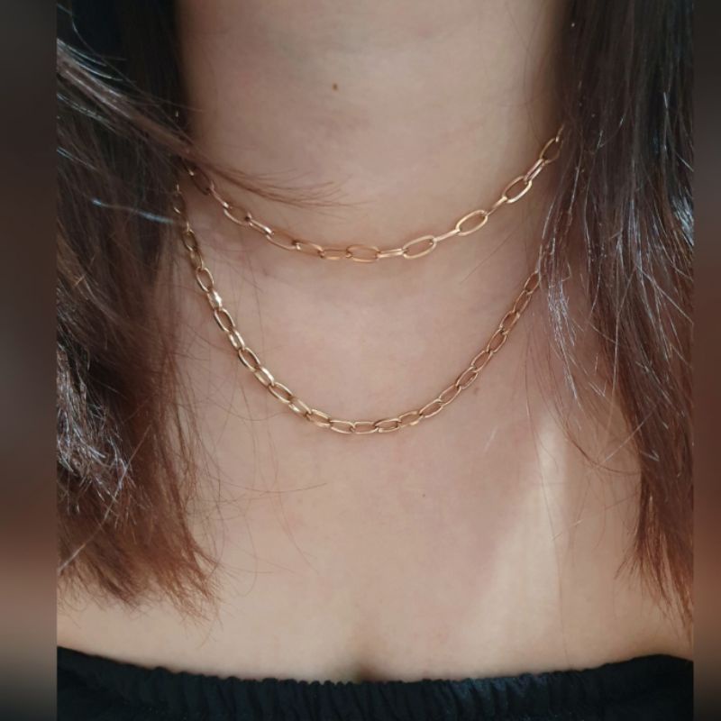 Kalung Titanium Asli Rantai Gold Stainless steel Ori Anti karat Necklace Branded Band TN-051