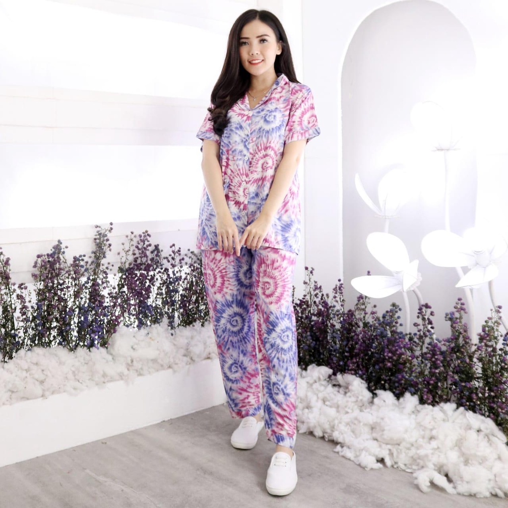 Set Piyama Tie Dye CP HP Mirna Motif Tie Dye Bahan rayon