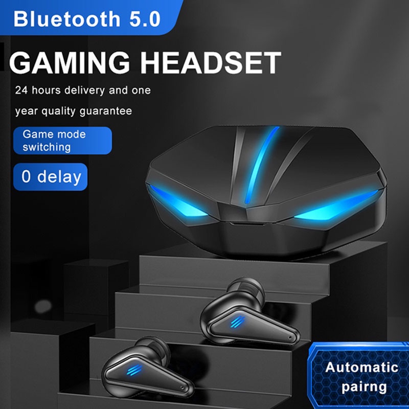 (COD) K55 Headset Gaming Bluetooth No Delay TWS with Mic Type-C 10D Bass 360°Stereo Handset Water Proof Earbud 5.0 Wireless Earphone Henset Hedset Hetset  Heandset