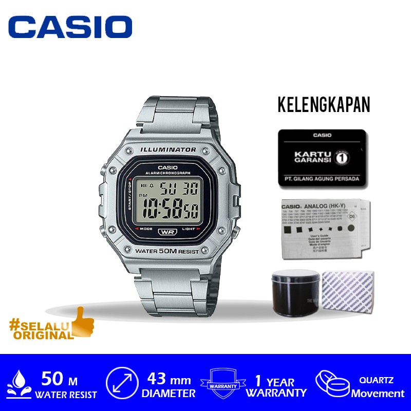 Jam Tangan Casio W-218HD-1AVDF Dengan BOX Kaleng Original Bergaransi Resmi 1 Tahun
