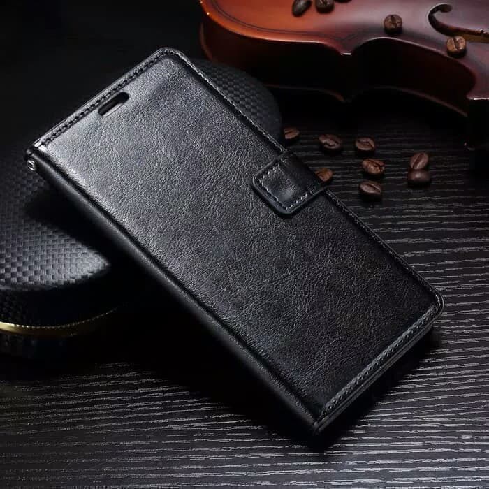 Samsung J4 2018 Leather Case Flip Cover Dompet Kulit Flip Wallet Stand