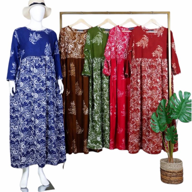 Jual L Wiru Oval Resleting Batik Mahoni Longdress Sekdress Daster