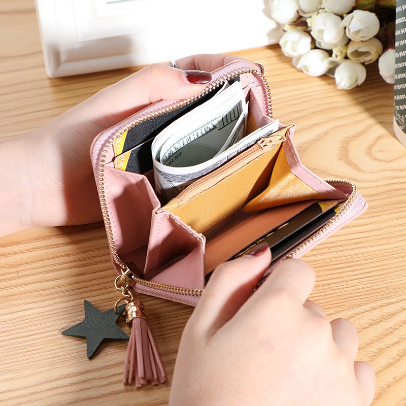 (27AN.ID) Dompet Mini Wanita D1029 Dompet Wanita Koin/kartu Dompet Wanita Pendek Motif Bunga Daisy-1