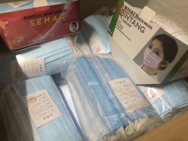 Masker Import, Surgical Mask 3 ply. Basker Bedah, Masker Medis, Anti Virus, isi 50, anti droplet-3