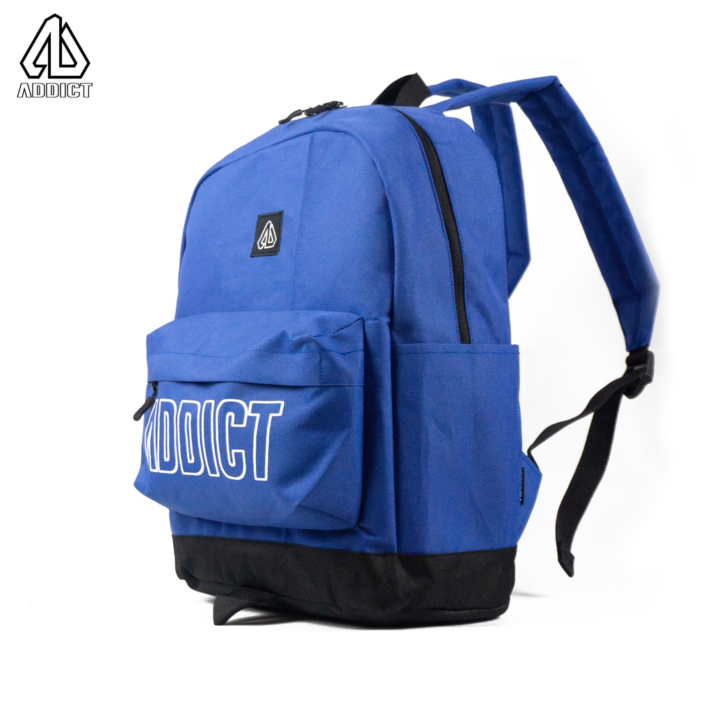 Tas Backpack Biru Hitam | Tas Pria | Tas Laptop | Tas Sekolah | Tas Punggung ADDICT Original