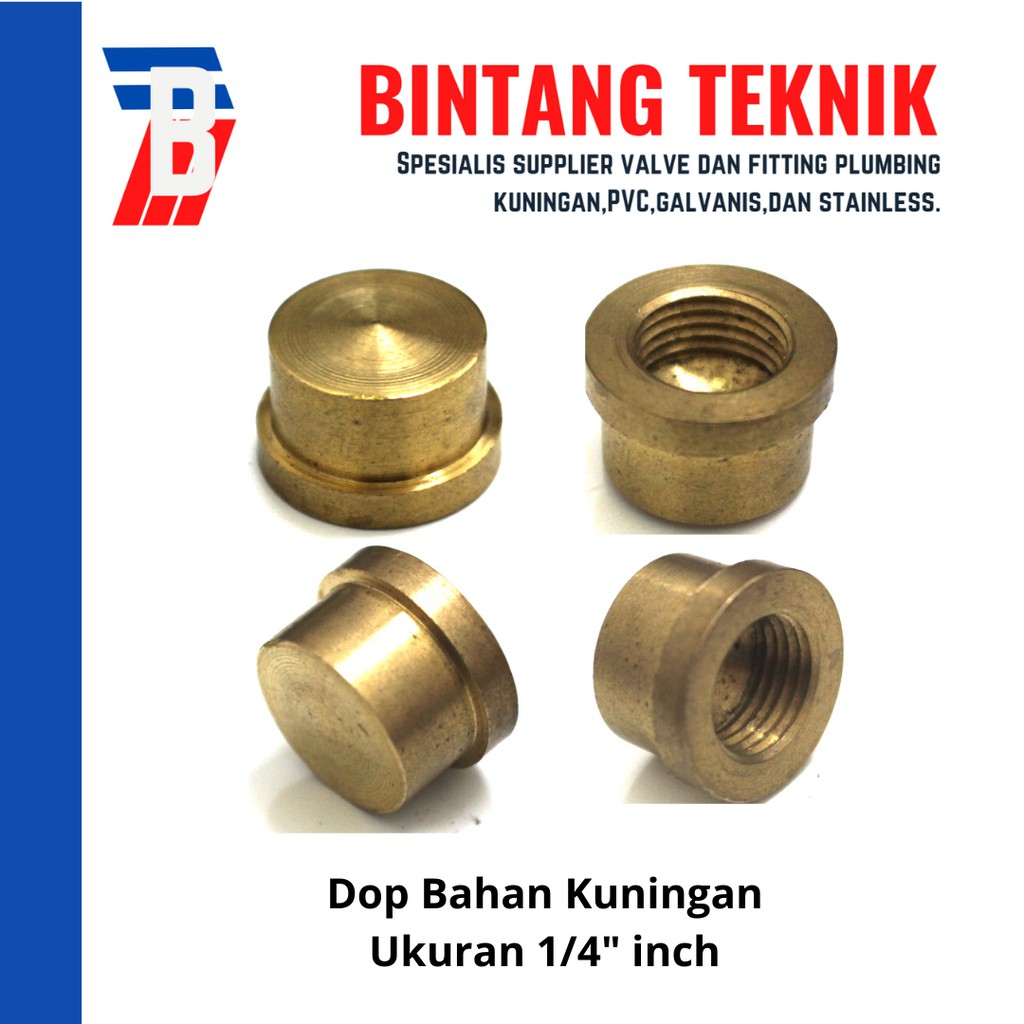 Dop (Tutup Dop) Kuningan 1/4" Drat Dalam