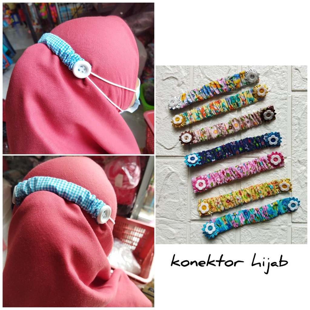 Strap Tali Masker Konektor Hijab Elastis Untuk Pengaman &amp; Pemakai Jilbab