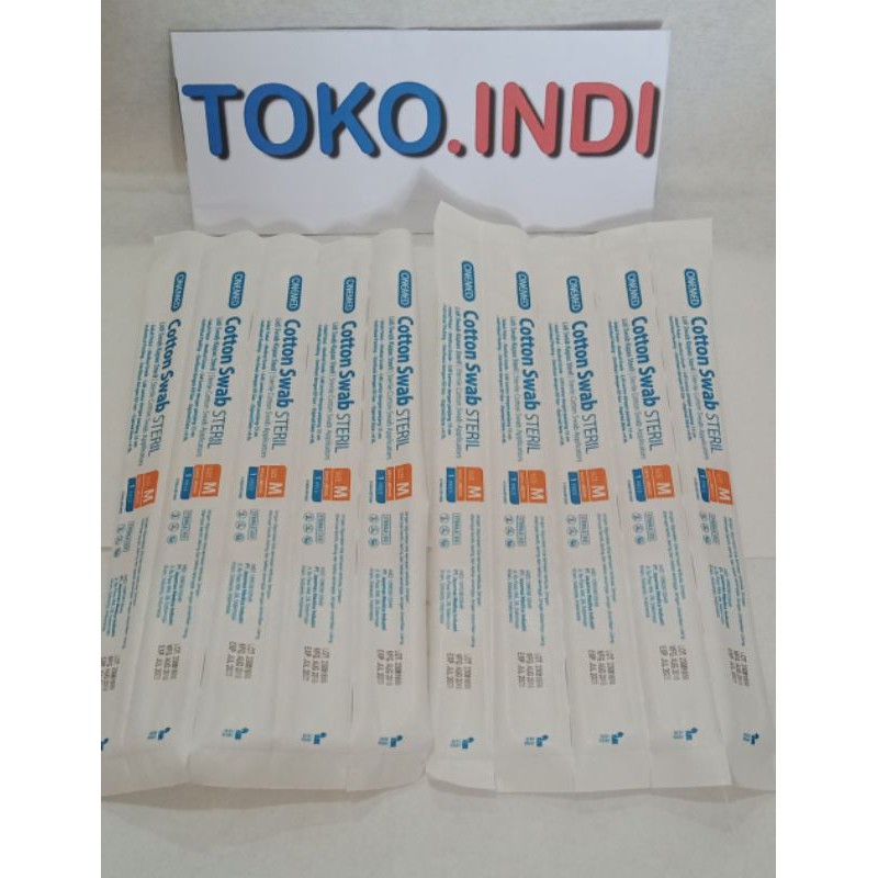 PER 10 PCS Cotton Swab Steril/Kapas Lidi Steril Onemed