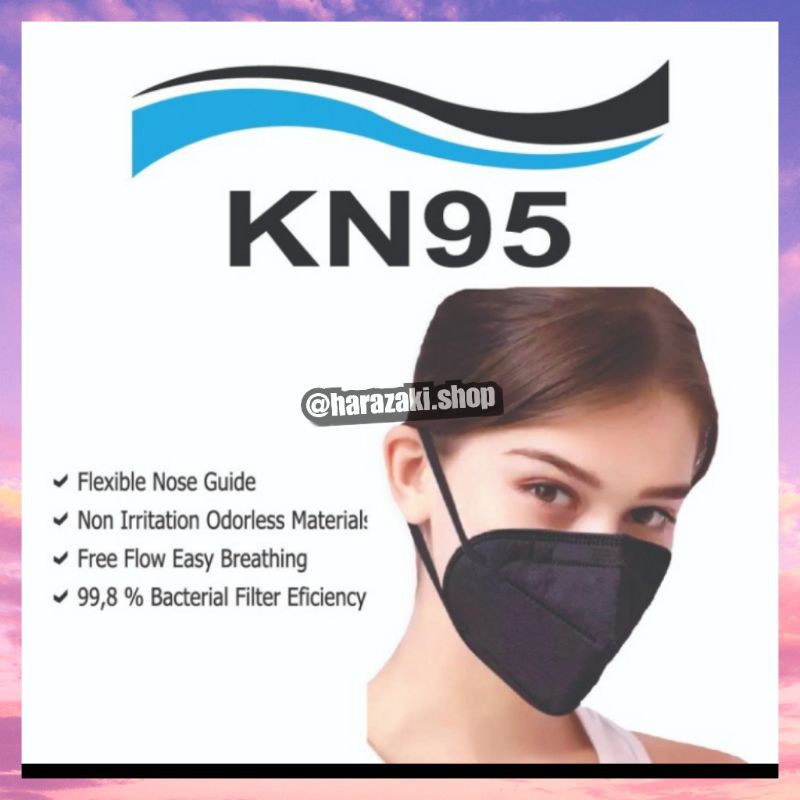 MASKER KN95 HITAM - masker kn95 putih - earloop-hijab