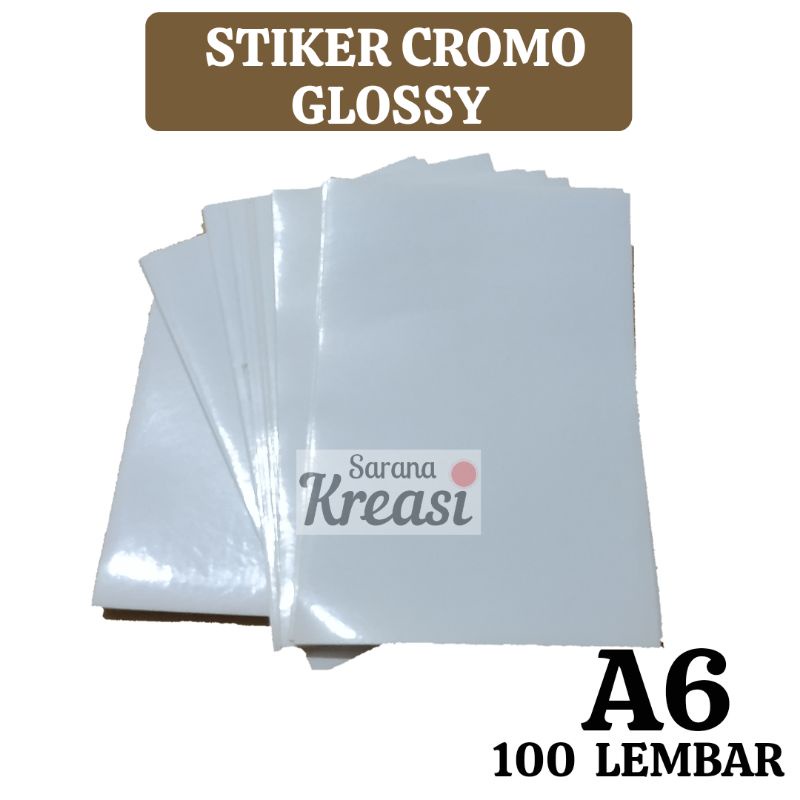 Sticker Cromo Glossy A6 isi 100 Lembar -- Stiker Labeling Resi kiriman
