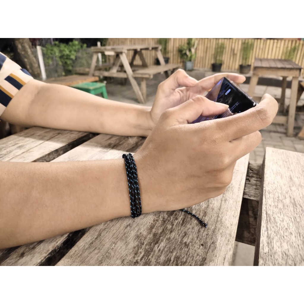 BISA COD Gelang Tali Prusik Hitam Corak Putih Gelang Cewek Gelang Couple Gelang Cowok