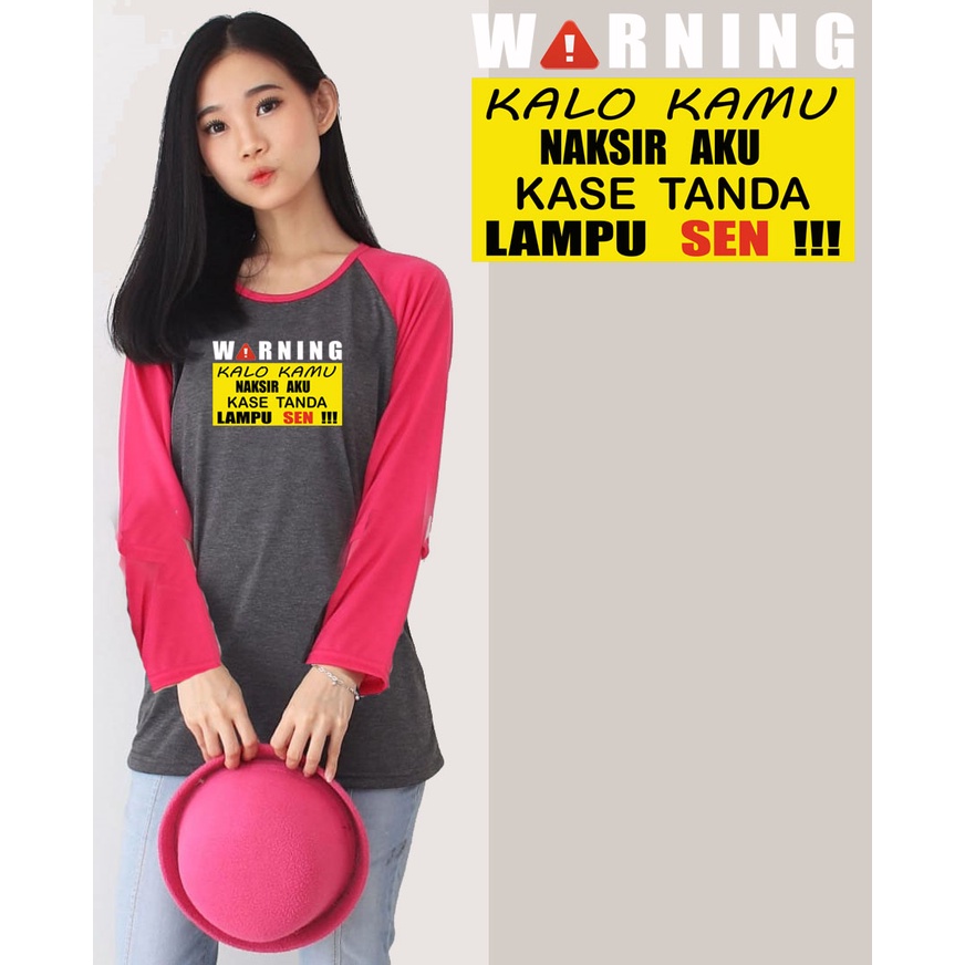 Kaos Raglan Abu Tua Lengan Panjang Gambar &quot;Naksir&quot;