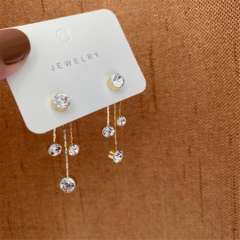 1 Pasang Emas Korea Berlubang Rumbai Panjang Anting-Anting Liontin Mutiara untuk Wanita