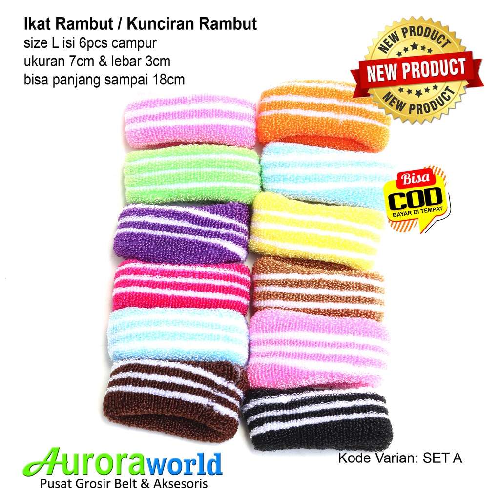 AURORAWORLD 6 PCS IKAT RAMBUT / KUNCIRAN RAMBUT WARNA CAMPUR  KUALITAS SUPER BAHAN LEMBUT