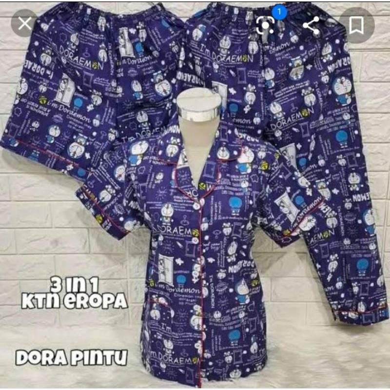 [Fashion Muslim] PIYAMA 3 IN 1 MOTIF KARAKTER | setelan baju tidur kartun kekinian terlaris