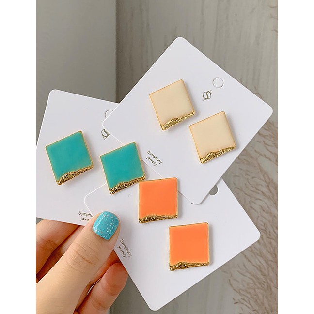 LRC Anting Tusuk Fashion Alloy Drip Geometry Stud Earrings F65158