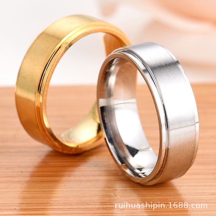 Eropa dan Amerika titanium baja cincin perempuan ins pria kesederhanaan stainless steel cincin pria