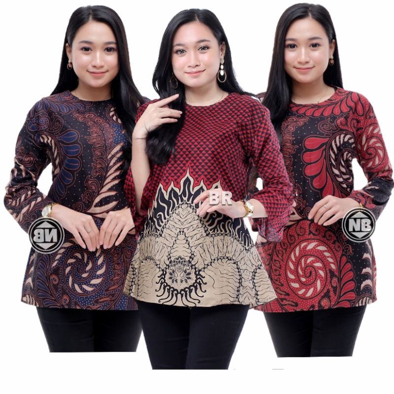 BAJU BATIK WANITA MODERN MONALISA GENES M,L,XL asli PEKALONGAN