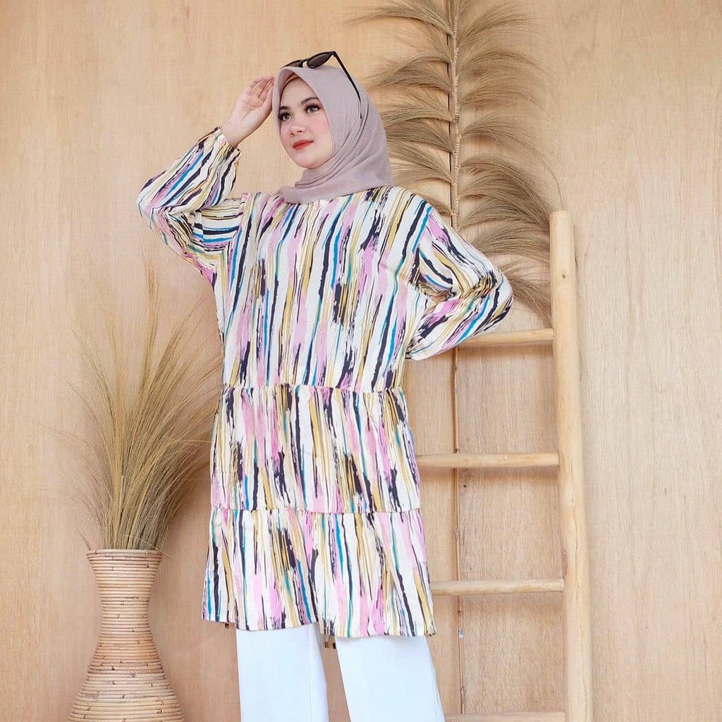 Marwa Manisha Tunik Motif - Oversize Katun Rayon Viscose premium