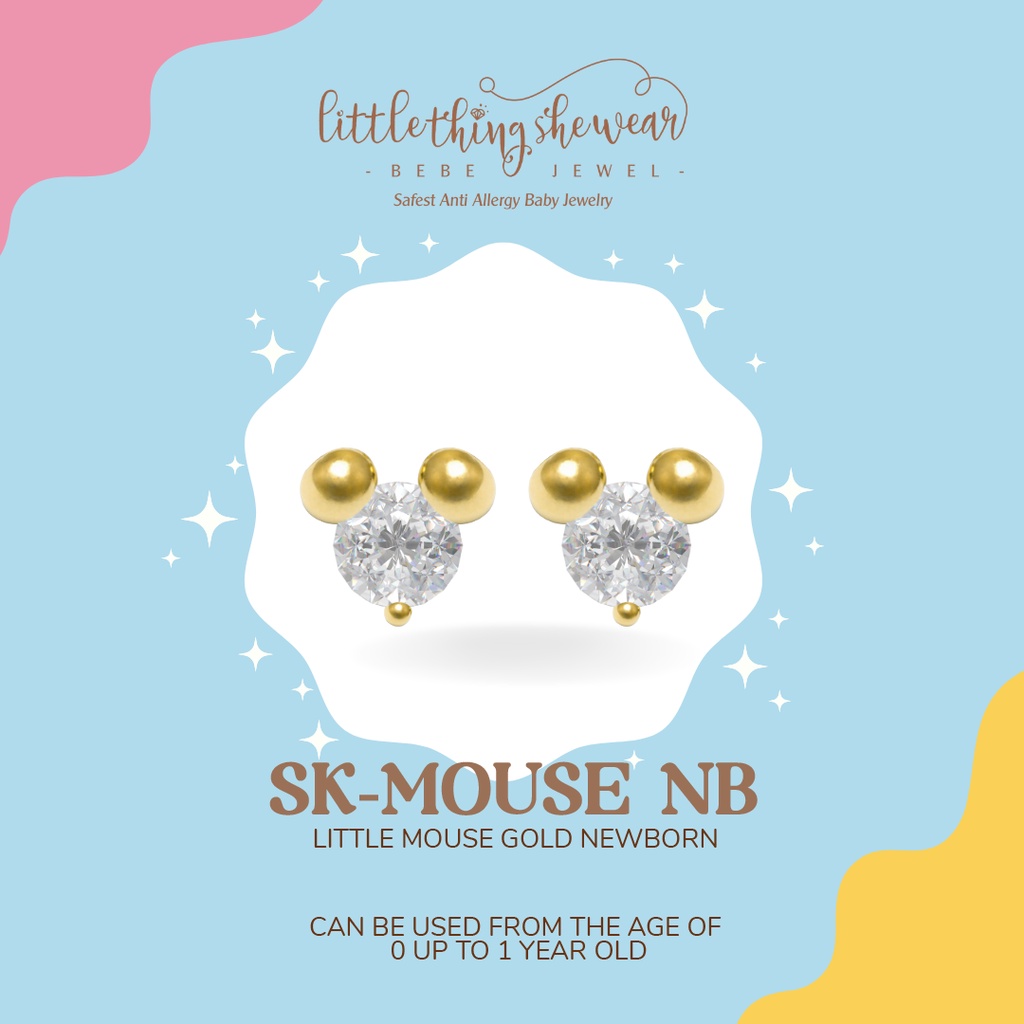 Anting Anak Littlethingshewear Little Mouse Gold Newborn SK-MOUSE NB 0,5gr