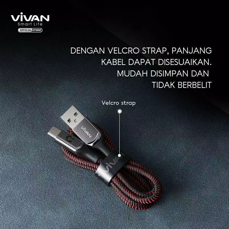 Vivan VZC100 VZL100 Kabel Data Quick Charge 2.4A Type-C, Lightning