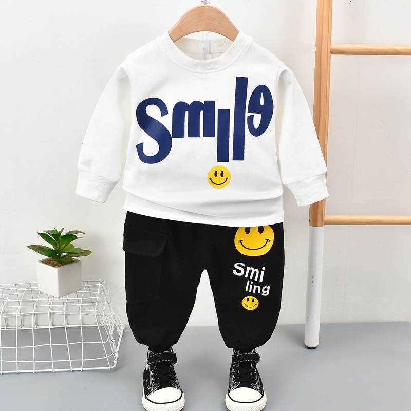 HappyOliver PASSWORD SMILE BOY Setelan Sweater 1 - 7 Tahun Baju Anak BerKualitas