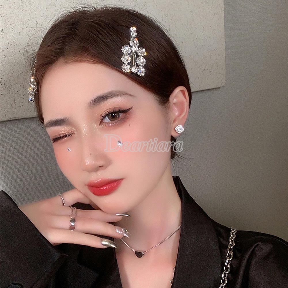 1pc Jepit Rambut Bahan Metal Aksen Berlian Untuk Wanita