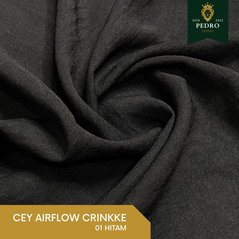 Bahan kain cey airflow crinkle warna hitam per 0.5 meter premium termurah