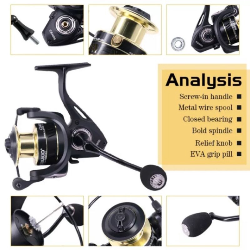 FISHING REEL Deukio CS  POWER HANDLE SPOOL METAL ONE WAY GOLD BLACK