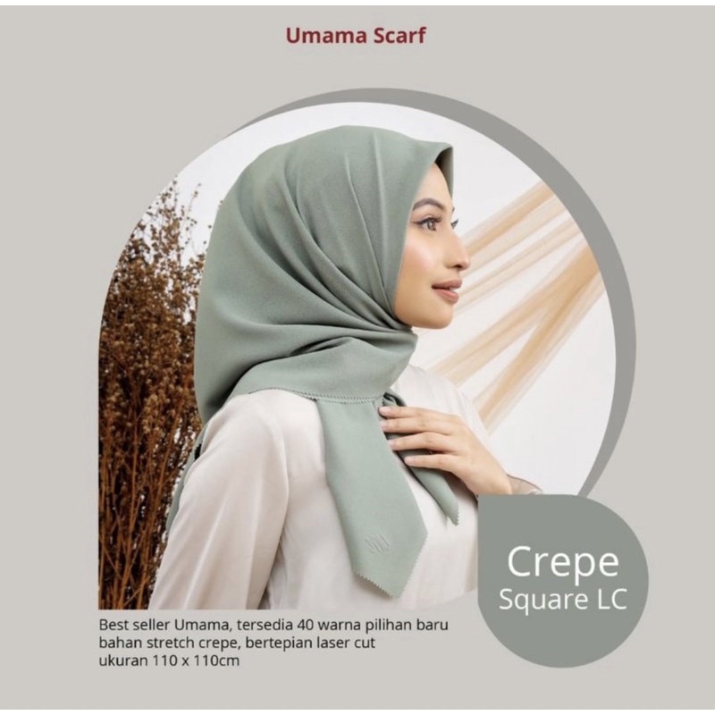 CREPE SQUARE UMAMA PREMIUM // SEGIEMPAT CREPE SQUARE LC UMAMA SCARF / HIJAB JIBAB SQUARE DIAMOND LC 