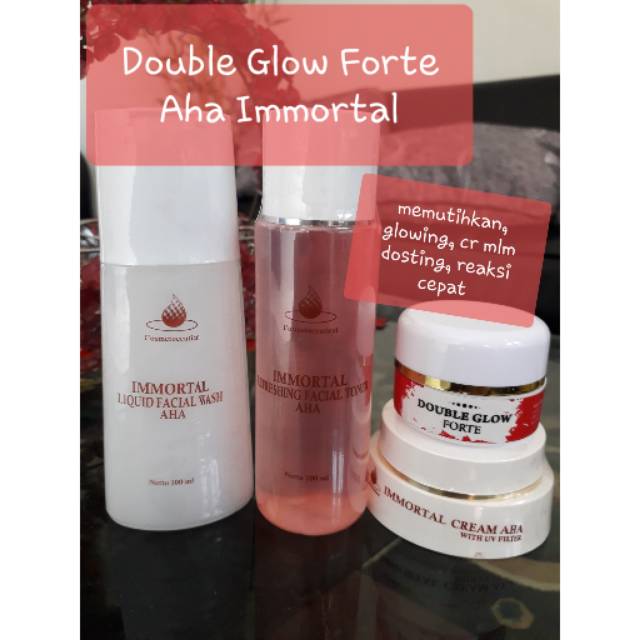 Immortal Paket Double Glow Forte Aha series / flek bandel, susah putih, komedo